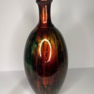 10" Tall Artistic Ceramic Vase in Rich Hues